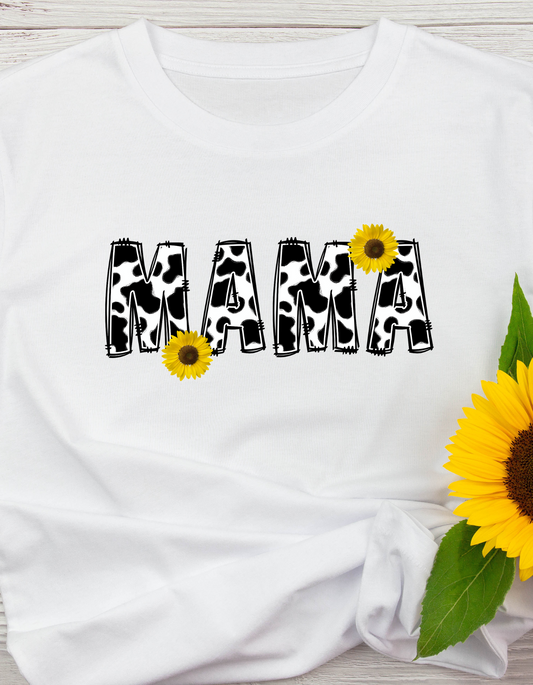 Mama Sunflower Cow Graphic Tshirt