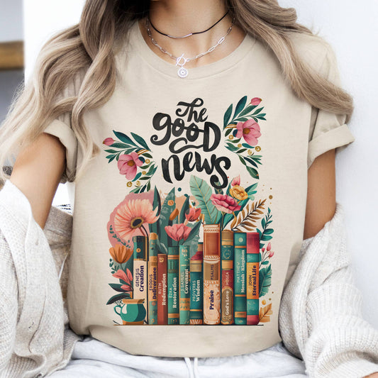 Faith Good News Bible Verse Books Religious Graphic Tee