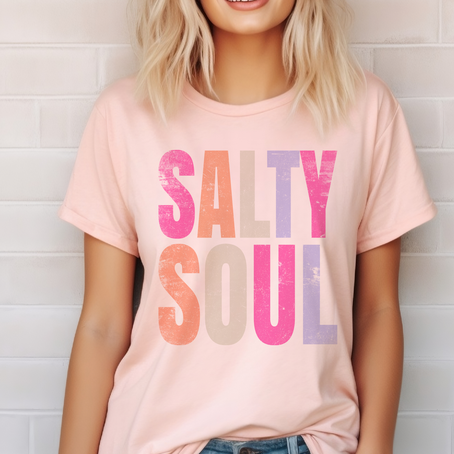 Summer Salty Soul Pastel Print Ocean Resort Shop Graphic Tee