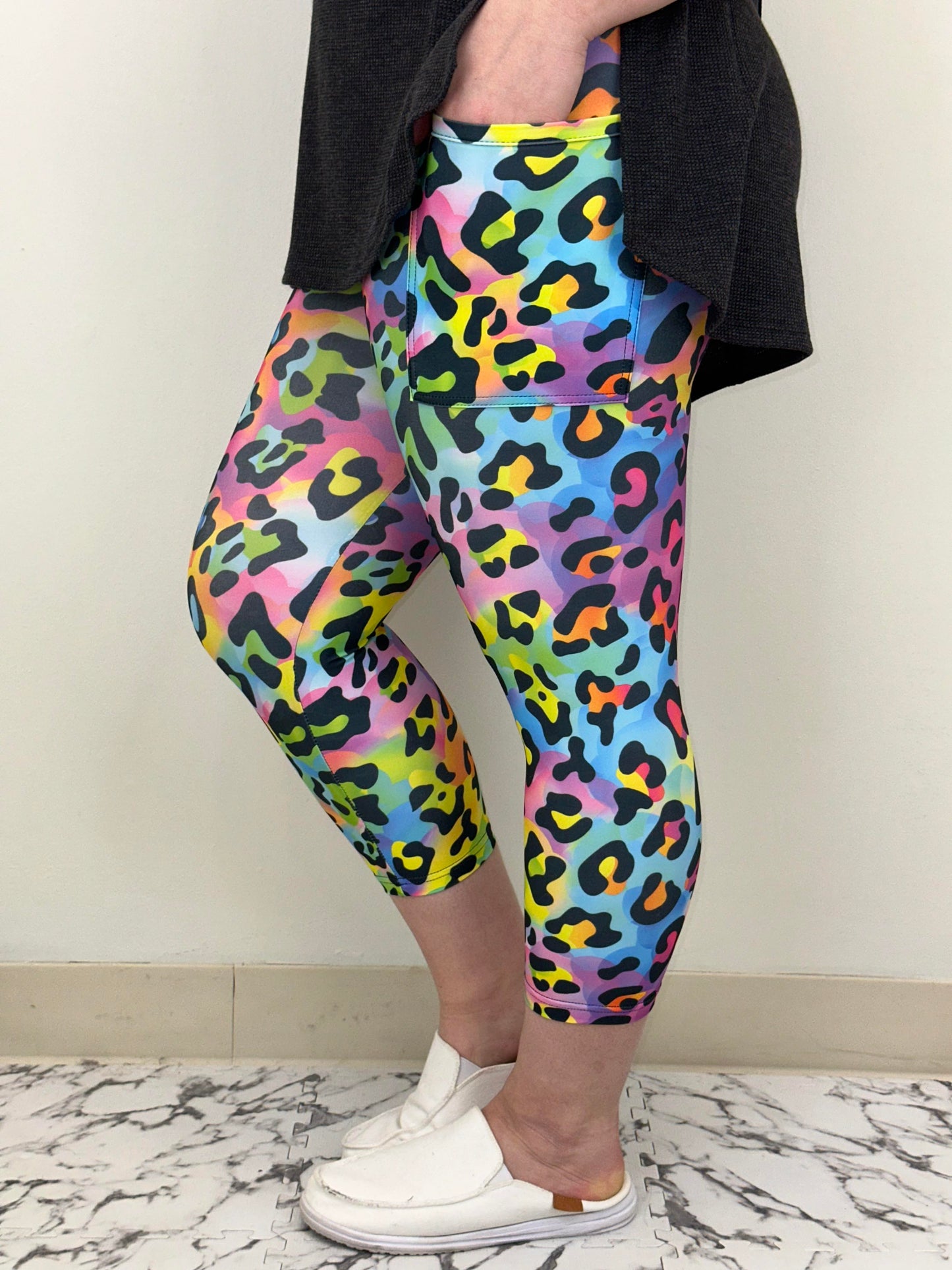 Rainbow Cheetah Capri w/ Pockets