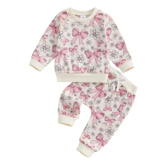 Pink Bows Floral Lounge Set