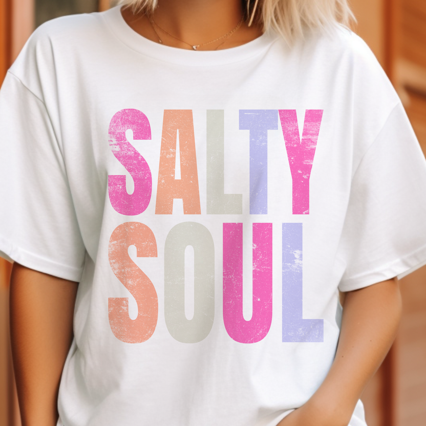 Summer Salty Soul Pastel Print Ocean Resort Shop Graphic Tee