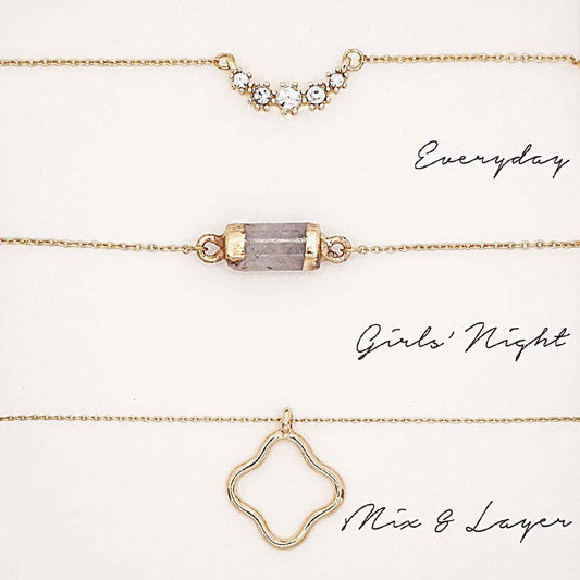 3PC Assorted Layering Pendant Necklace Gift Set