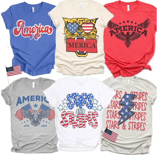 USA Merica Southern Patriotic Stars and Stripes Graphic Tees
