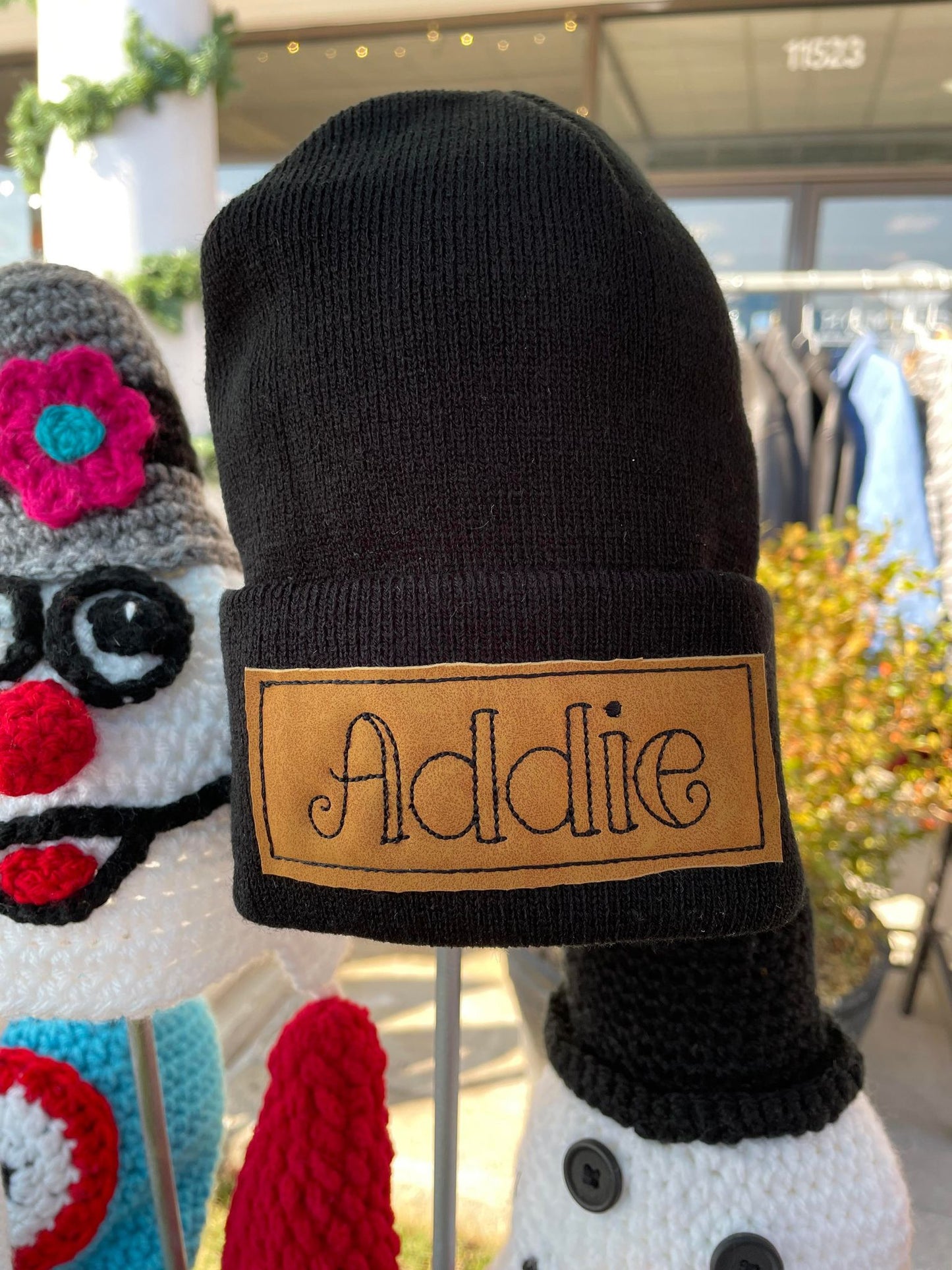 Name Patch Beanie - Solid Color Patch without Glitter - Custom Embroidery Accessory Gift