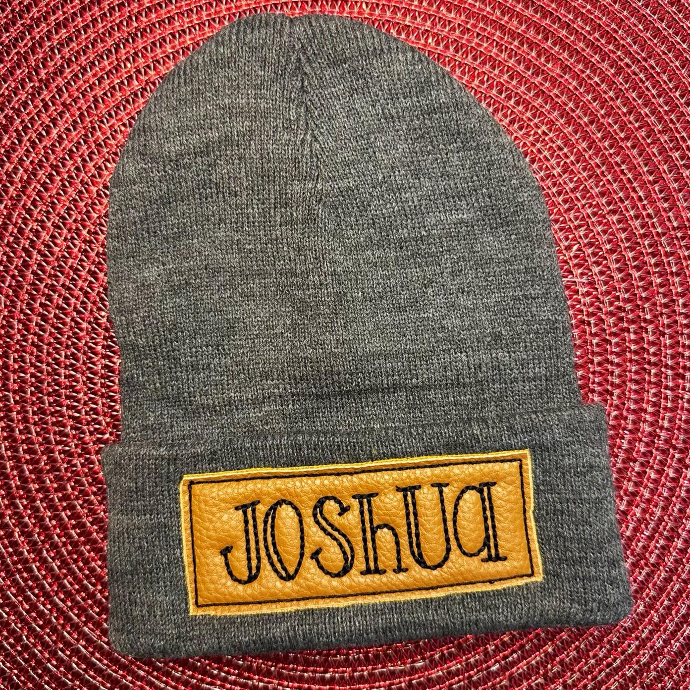 Name Patch Beanie - Solid Color Patch without Glitter - Custom Embroidery Accessory Gift