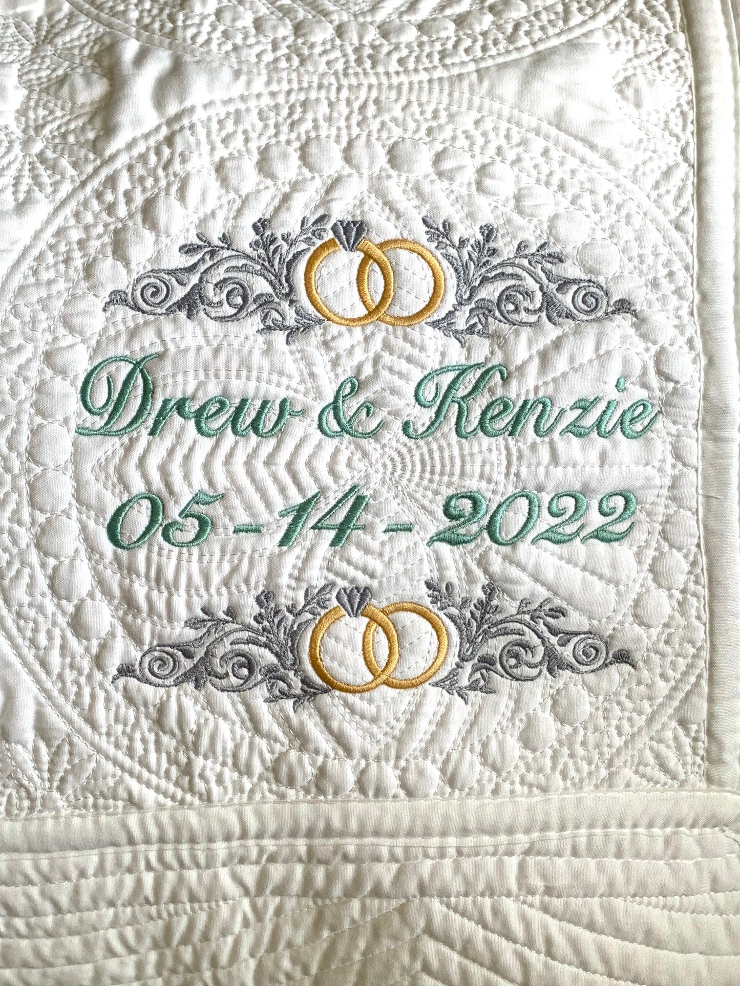 Wedding Anniversary White Lap Quilt - Custom embroidery